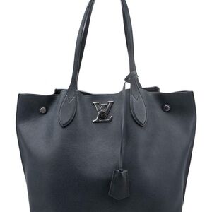 Louis Vuitton Black Leather Tote Bag